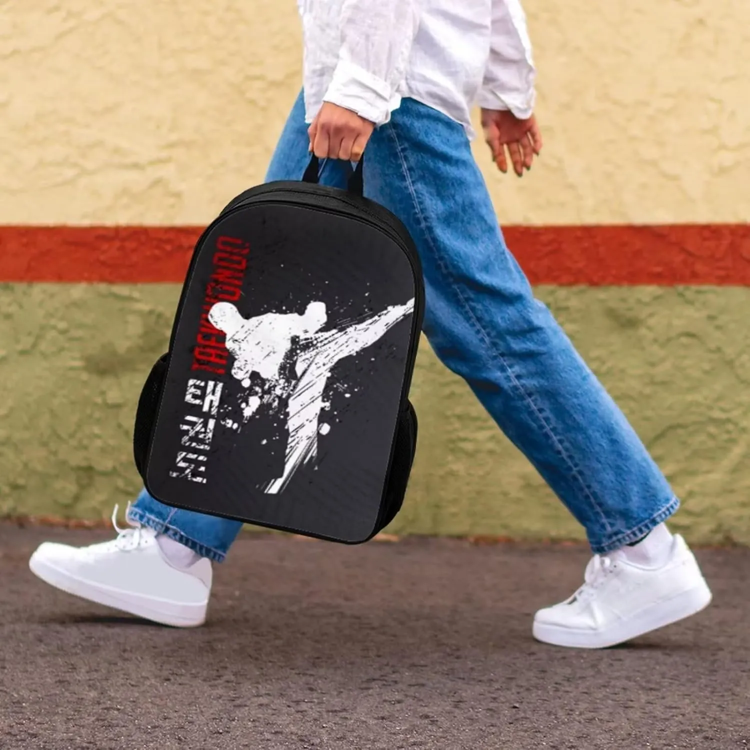 Cool Taekwondo Bag Age 7-8 Boy Personalized Backpack with Name Custom Kids School Bag for Elementary College Teenagers Casual Daypack Travel Beach Daypack 17 Inch Laptop Bag