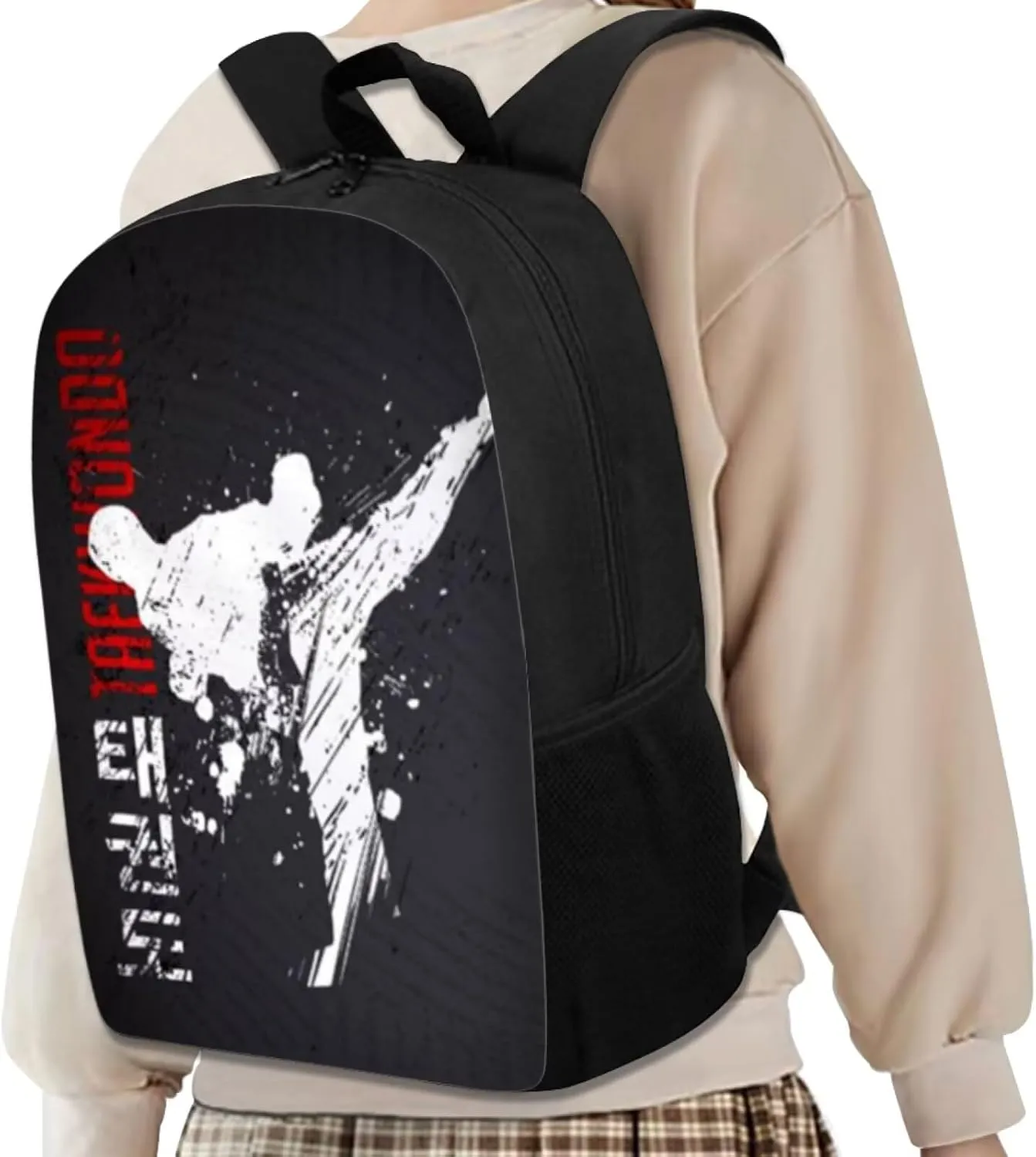Cool Taekwondo Bag Age 7-8 Boy Personalized Backpack with Name Custom Kids School Bag for Elementary College Teenagers Casual Daypack Travel Beach Daypack 17 Inch Laptop Bag