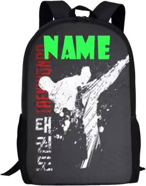Cool Taekwondo Bag Age 7-8 Boy Personalized Backpack with Name Custom Kids School Bag for Elementary College Teenagers Casual Daypack Travel Beach Daypack 17 Inch Laptop Bag