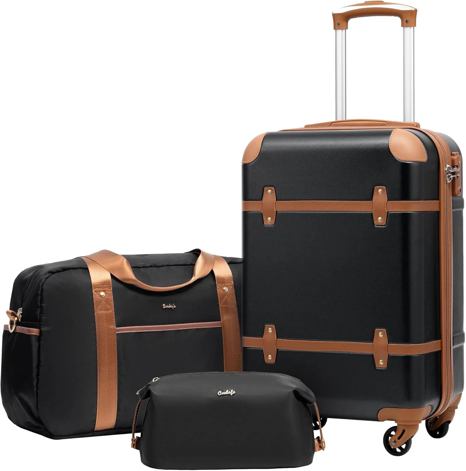 Coolife Luggage Set 3 Piece Suitcase Set Carry On Luggage PC Hardside Luggage TSA Lock Spinner Wheels Telescopic Handle