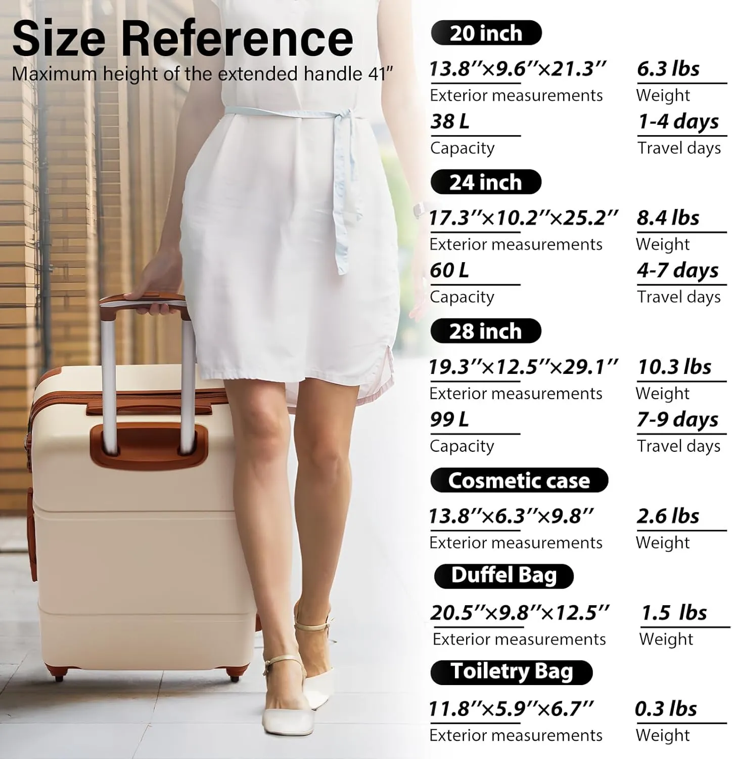 Coolife Luggage Set 3 Piece Suitcase Set Carry On Luggage PC Hardside Luggage TSA Lock Spinner Wheels Telescopic Handle