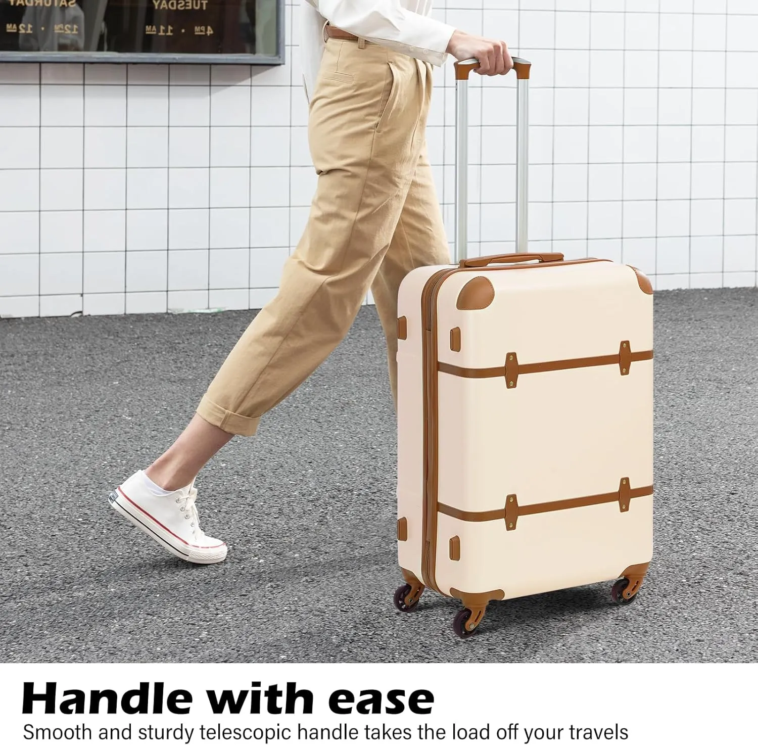 Coolife Luggage Set 3 Piece Suitcase Set Carry On Luggage PC Hardside Luggage TSA Lock Spinner Wheels Telescopic Handle