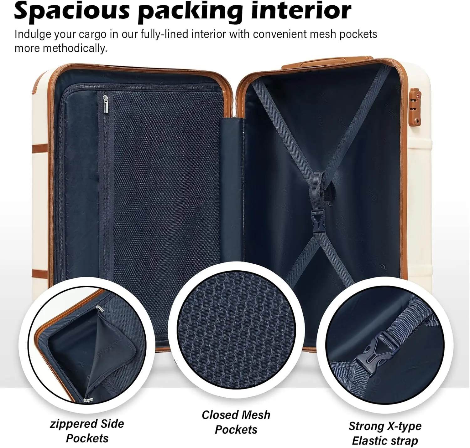 Coolife Luggage Set 3 Piece Suitcase Set Carry On Luggage PC Hardside Luggage TSA Lock Spinner Wheels Telescopic Handle