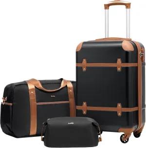 Coolife Luggage Set 3 Piece Suitcase Set Carry On Luggage PC Hardside Luggage TSA Lock Spinner Wheels Telescopic Handle