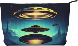 Corduroy cosmetic bag, portable travel cosmetic bag, suitable for travel and daily use, storing cosmetics Spacecraft descend pattern