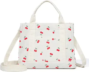 Corduroy Tote Bag Small Satchel Bag for Women Crossbody Bag Purse with Zipper Casual Hobo Handbag
