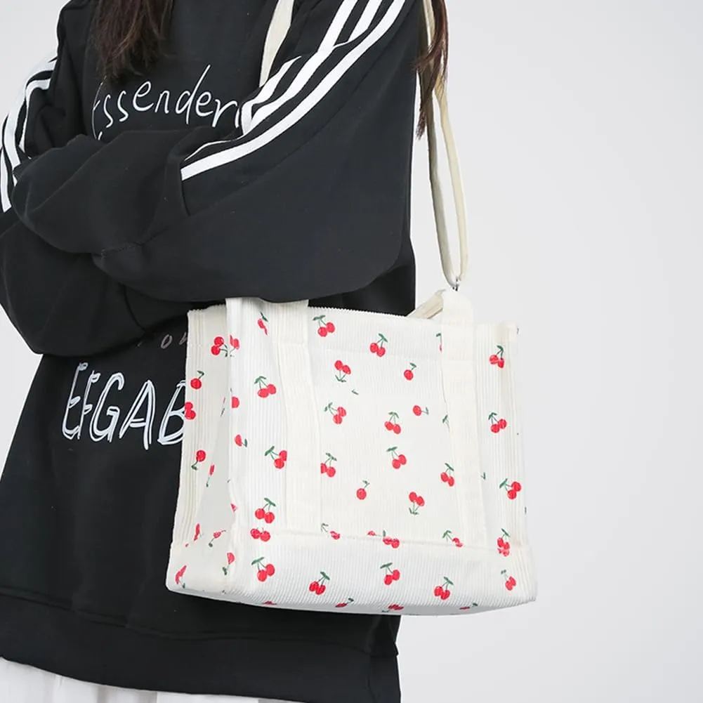 Corduroy Tote Bag Small Satchel Bag for Women Crossbody Bag Purse with Zipper Casual Hobo Handbag