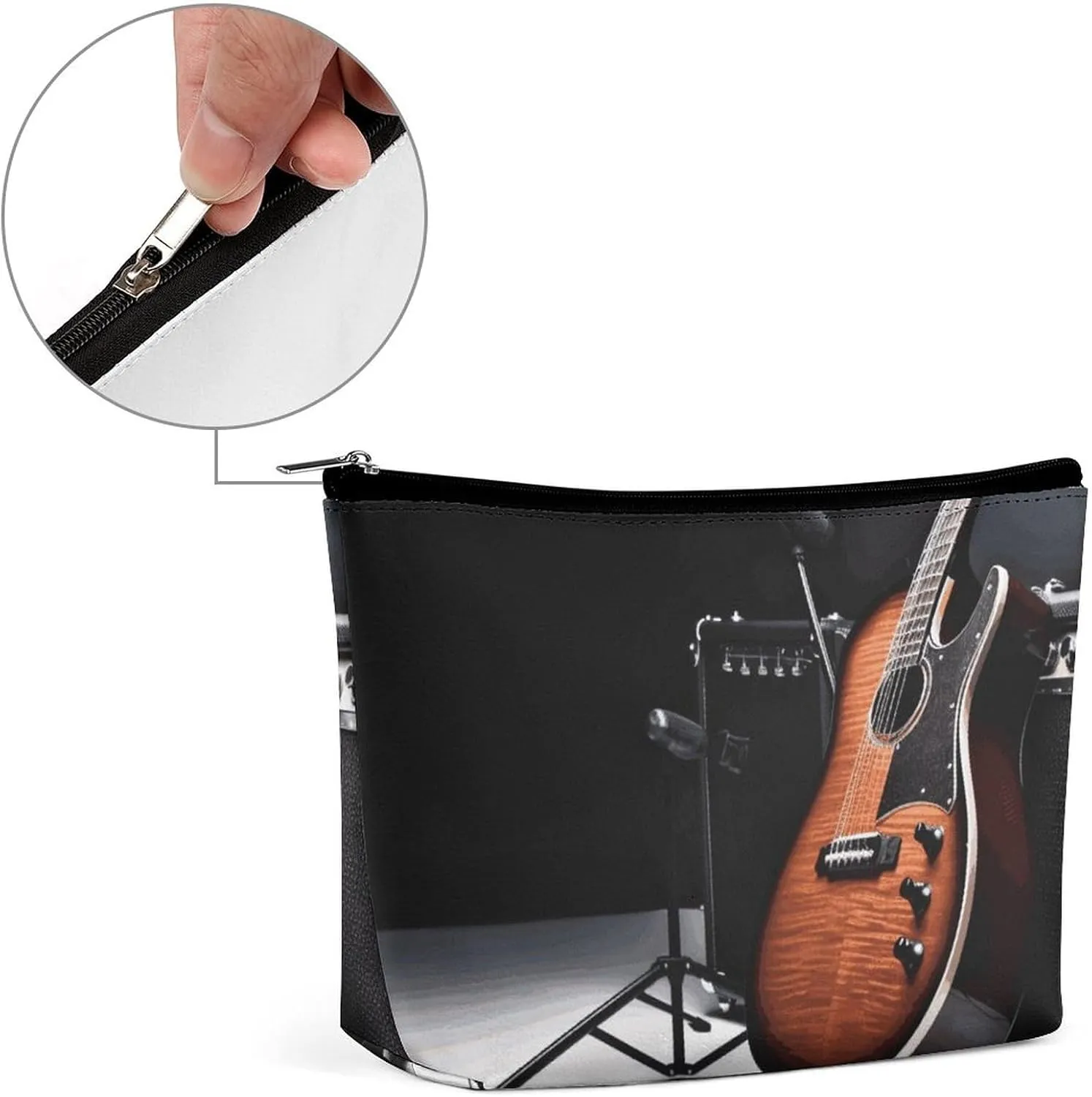 Cosmetic Bag Makeup Bags for Women Portable Makeup Bag Musical Instrument Guitar Makeup Case Travel Toiletry Bag for Travel Accessories