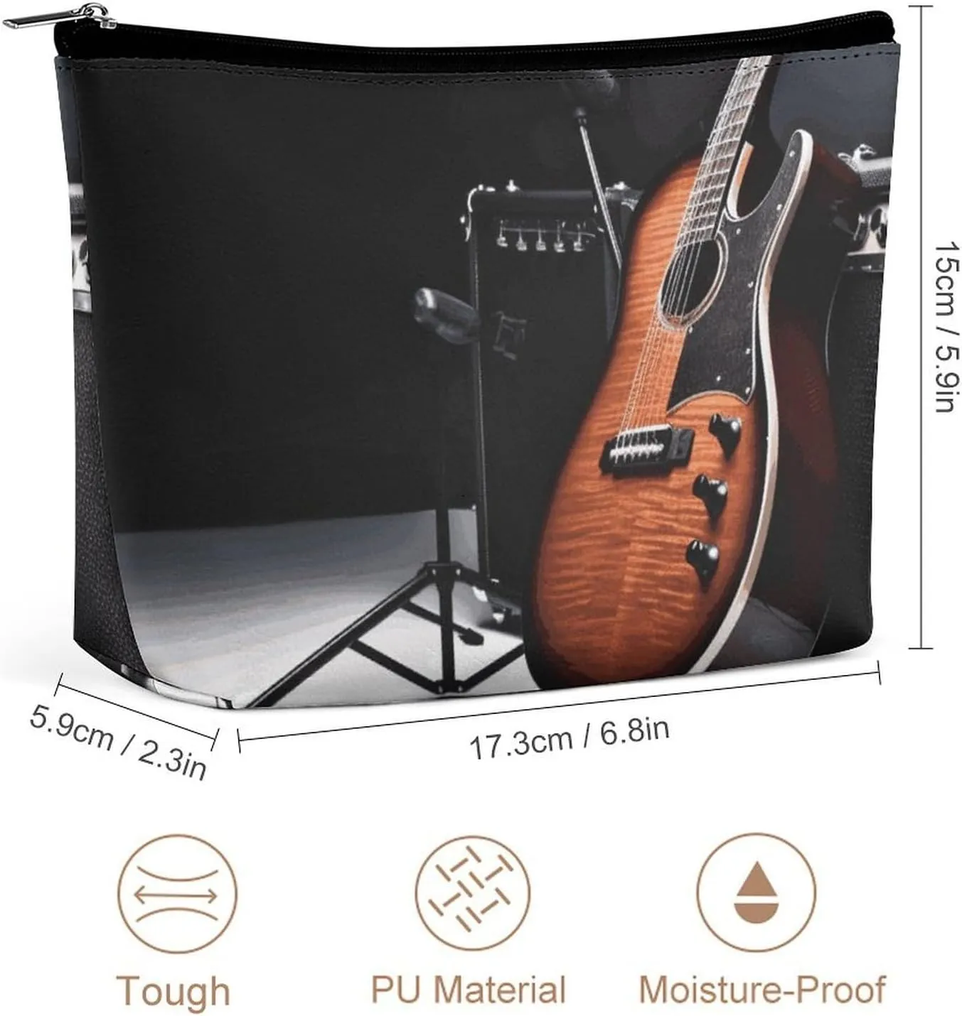 Cosmetic Bag Makeup Bags for Women Portable Makeup Bag Musical Instrument Guitar Makeup Case Travel Toiletry Bag for Travel Accessories