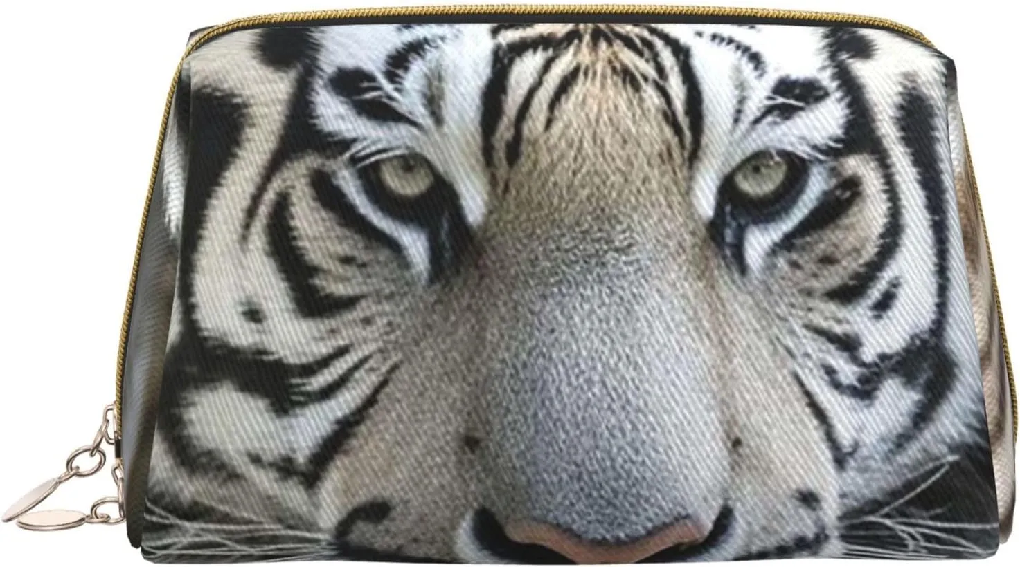 Cosmetic Bag Travel Makeup Bag Waterproof Toiletry Pouch Portable Wide Open Pouch Chickens and Farm Makeup Organizer Case Large Capacity Zipper Pouch Toiletry Bag for Women, Black and White Tiger, One