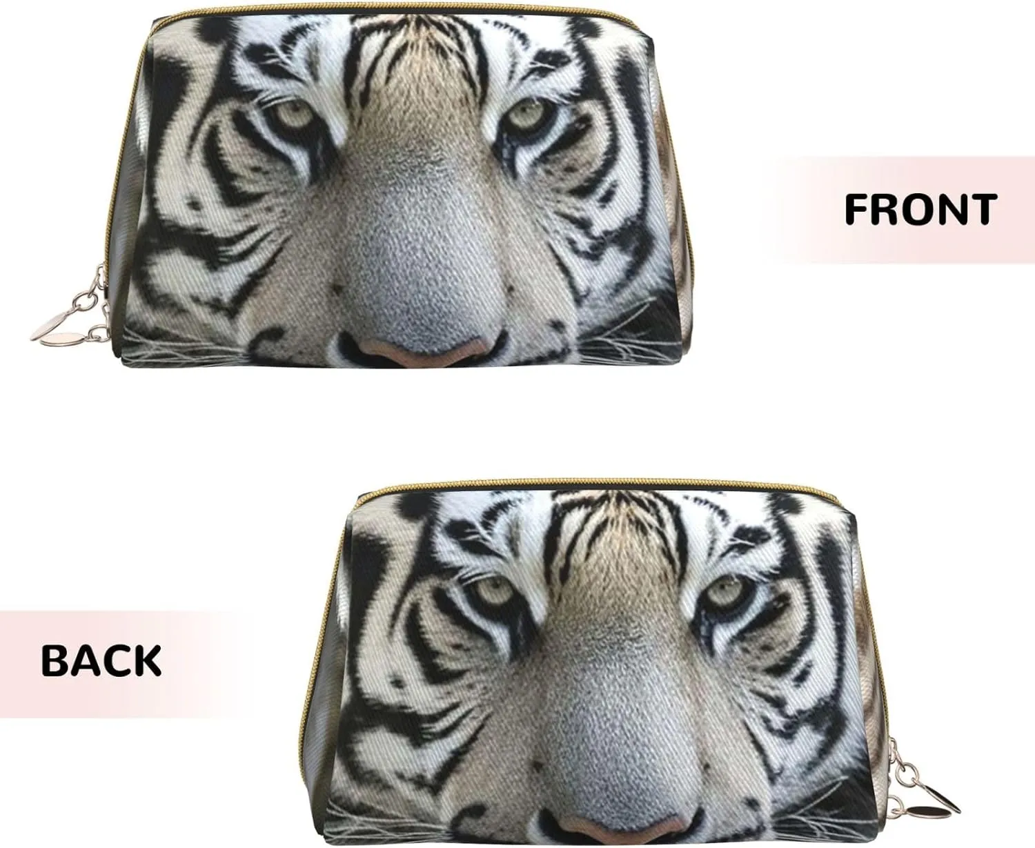 Cosmetic Bag Travel Makeup Bag Waterproof Toiletry Pouch Portable Wide Open Pouch Chickens and Farm Makeup Organizer Case Large Capacity Zipper Pouch Toiletry Bag for Women, Black and White Tiger, One