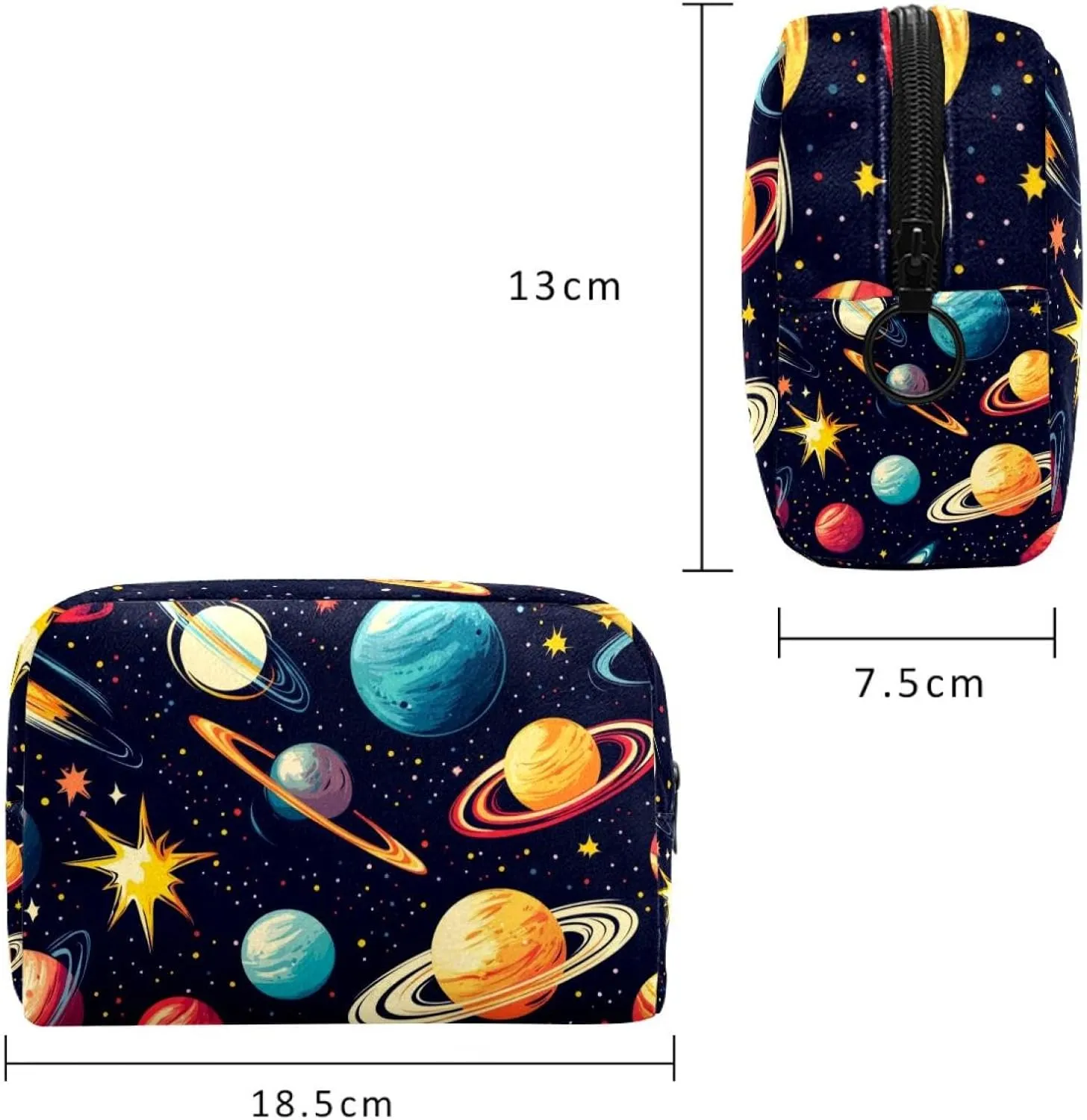 Cosmos Planets Comets Night Sky Galaxy Pattern Small Makeup Bag for Purse, Portable Cosmetic Bag Zipper Makeup Pouch for Women, Stationery, Toiletries, Travel Accessories