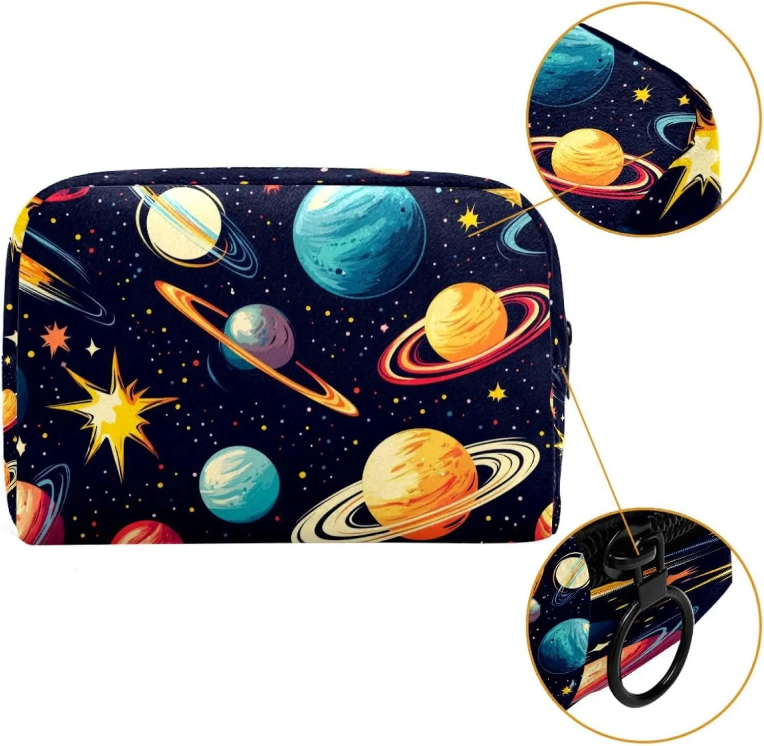Cosmos Planets Comets Night Sky Galaxy Pattern Small Makeup Bag for Purse, Portable Cosmetic Bag Zipper Makeup Pouch for Women, Stationery, Toiletries, Travel Accessories