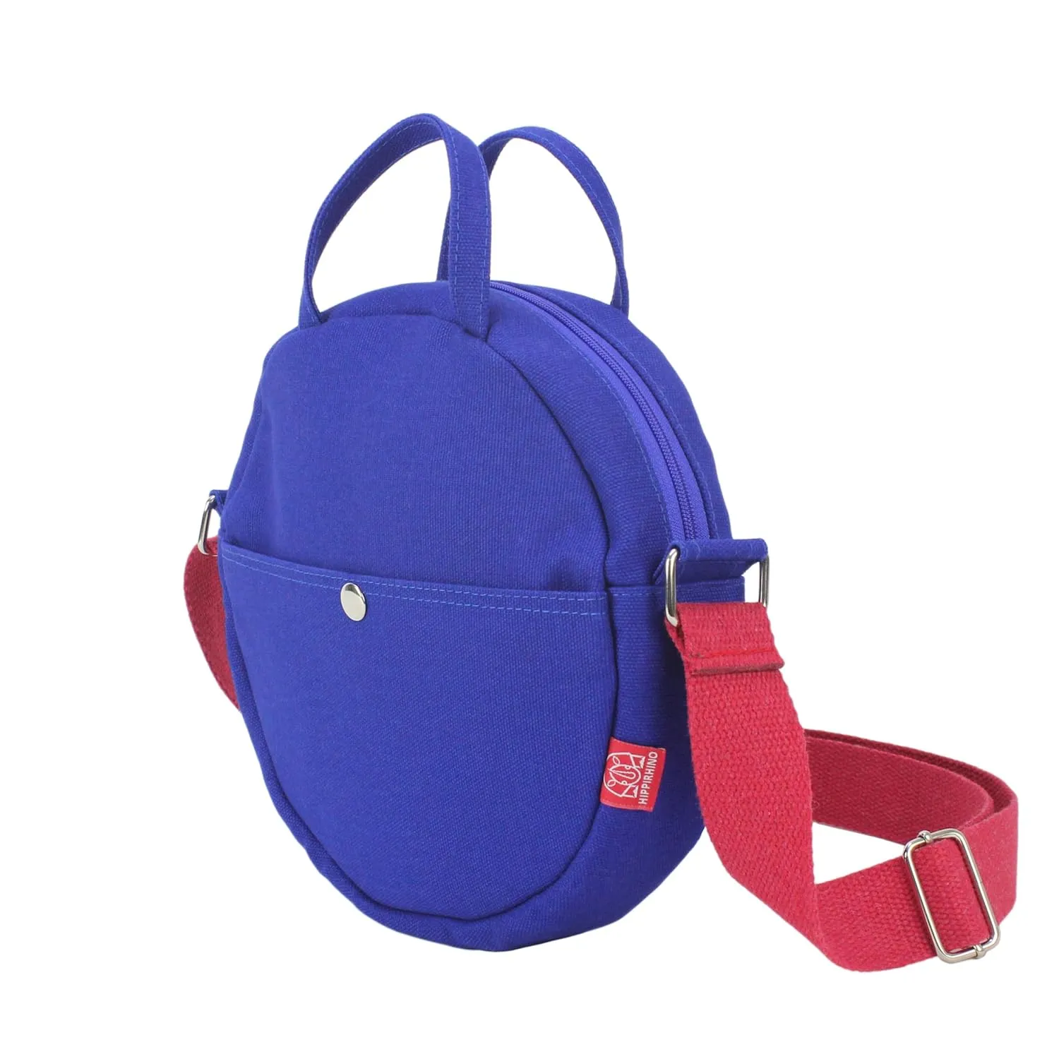 Cotton Canvas Round Crossbody Bag for Women Purse Zipper Pocket Adjustable Strap Double Handle Everyday Casual Shoulder Handbag Mini Medium