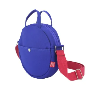 Cotton Canvas Round Crossbody Bag for Women Purse Zipper Pocket Adjustable Strap Double Handle Everyday Casual Shoulder Handbag Mini Medium