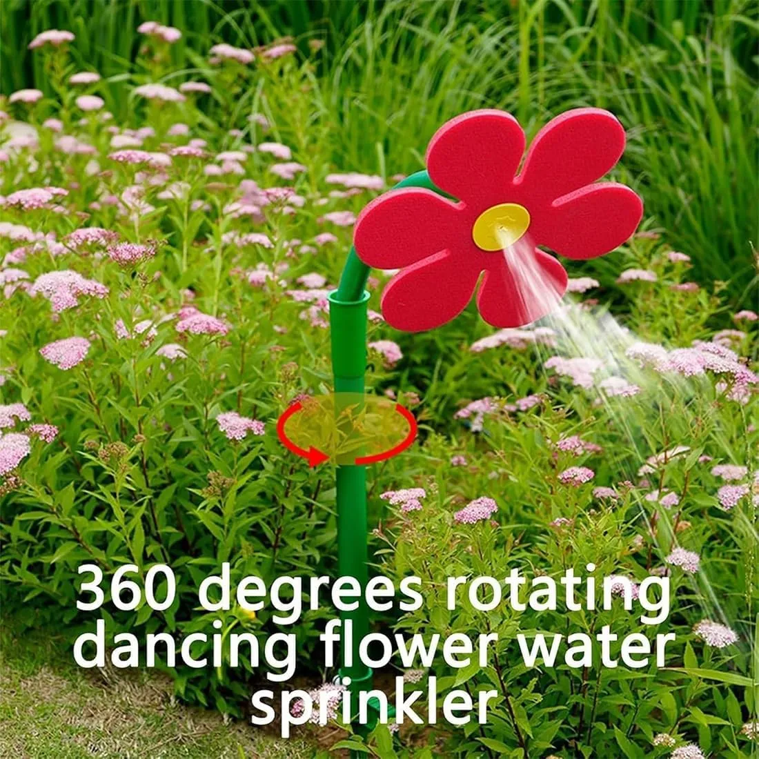 Crazy Daisy Sprinkler, Dancing Daisy Sprinkler, Funny Sun Flower Sprinklers Stake, 360° Rotating Moving Garden Irrigation Tool with Sturdy Plastic Base, for Yard, Lawn Watering (1PCS * White)