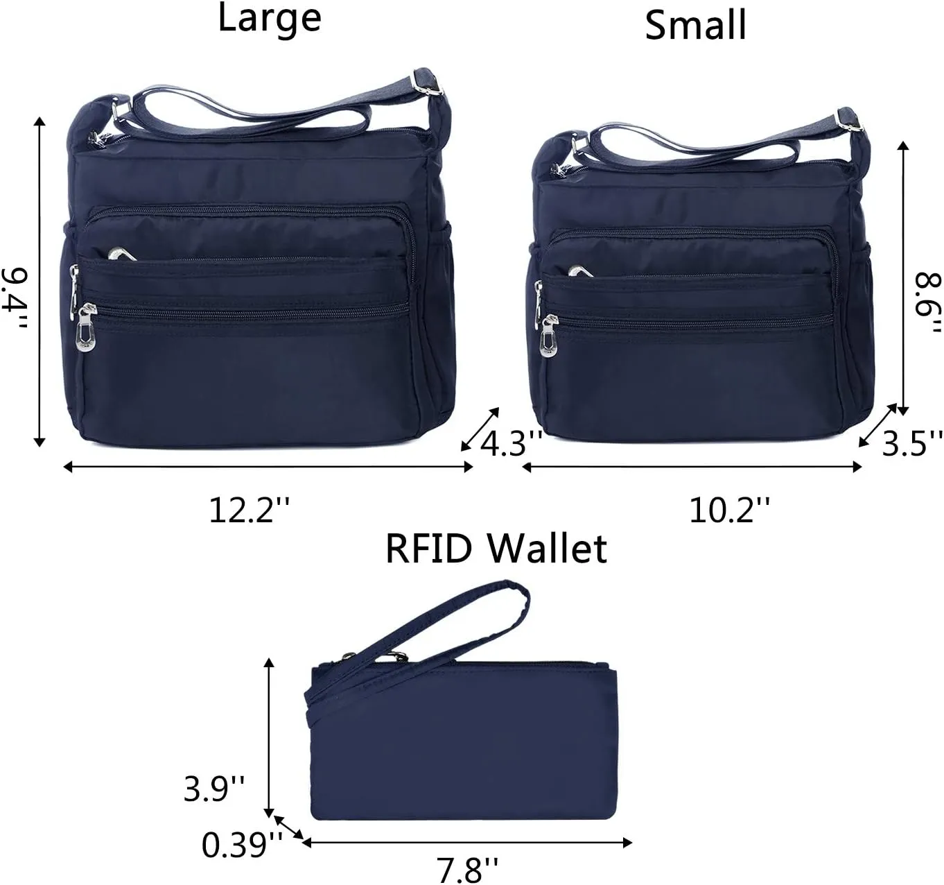 Crossbody Bag for Women Waterproof Shoulder Bag Lightweight Messenger Bag Casual Nylon Purse Handbag with Multi-Pocket