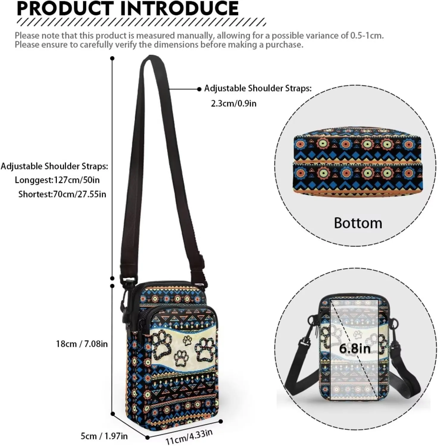 Crossbody Bags Messenger Bags Waist Bags Mini Shoulder Bags for Women and Men Removable Shoulder Strap Zipper Bags