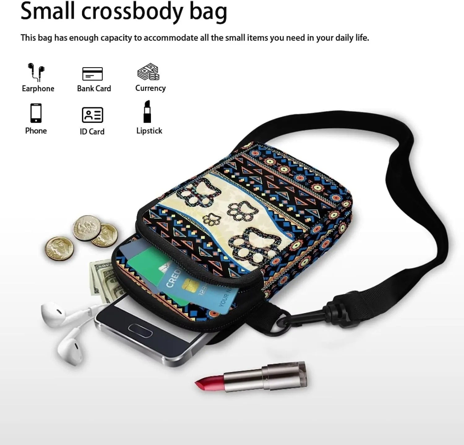 Crossbody Bags Messenger Bags Waist Bags Mini Shoulder Bags for Women and Men Removable Shoulder Strap Zipper Bags