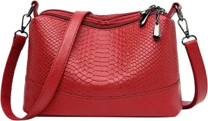 Crossbody Crescent Bags for Women Lightweight Quilted Leather Handbags for Women Clear Bag for Stadium Events(Red)