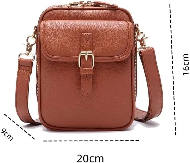 Crossbody Leather Bag, Vintage Cross Body Shoulder Purse with Card Slots, Small Messenger Bag Vegan Leather
