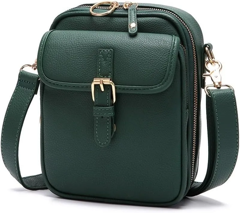 Crossbody Leather Bag, Vintage Cross Body Shoulder Purse with Card Slots, Small Messenger Bag Vegan Leather