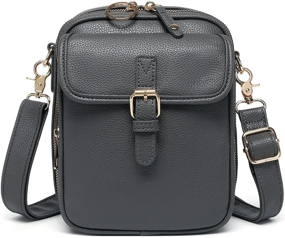 Crossbody Leather Bag, Vintage Cross Body Shoulder Purse with Card Slots, Small Messenger Bag Vegan Leather