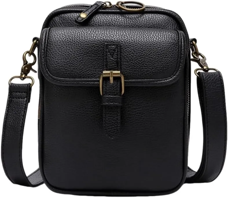Crossbody Leather Bag, Vintage Cross Body Shoulder Purse with Card Slots, Small Messenger Bag Vegan Leather