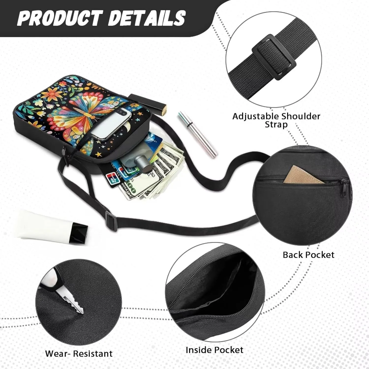 Crossbody Messenger Bags for Women Cell Phone Purse Wallet Adjustable Strap