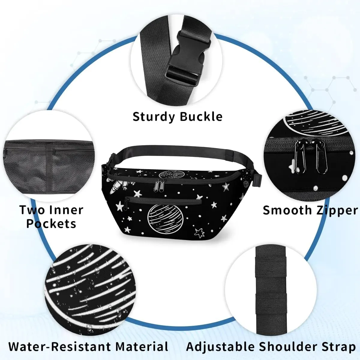 Crossbody Sling Bag for Women Men Astronaut Rocket Star Lightweight Travel Essentials Chest Bag Waterproof Sling Backpack and Cross Body Bag for Daily Use