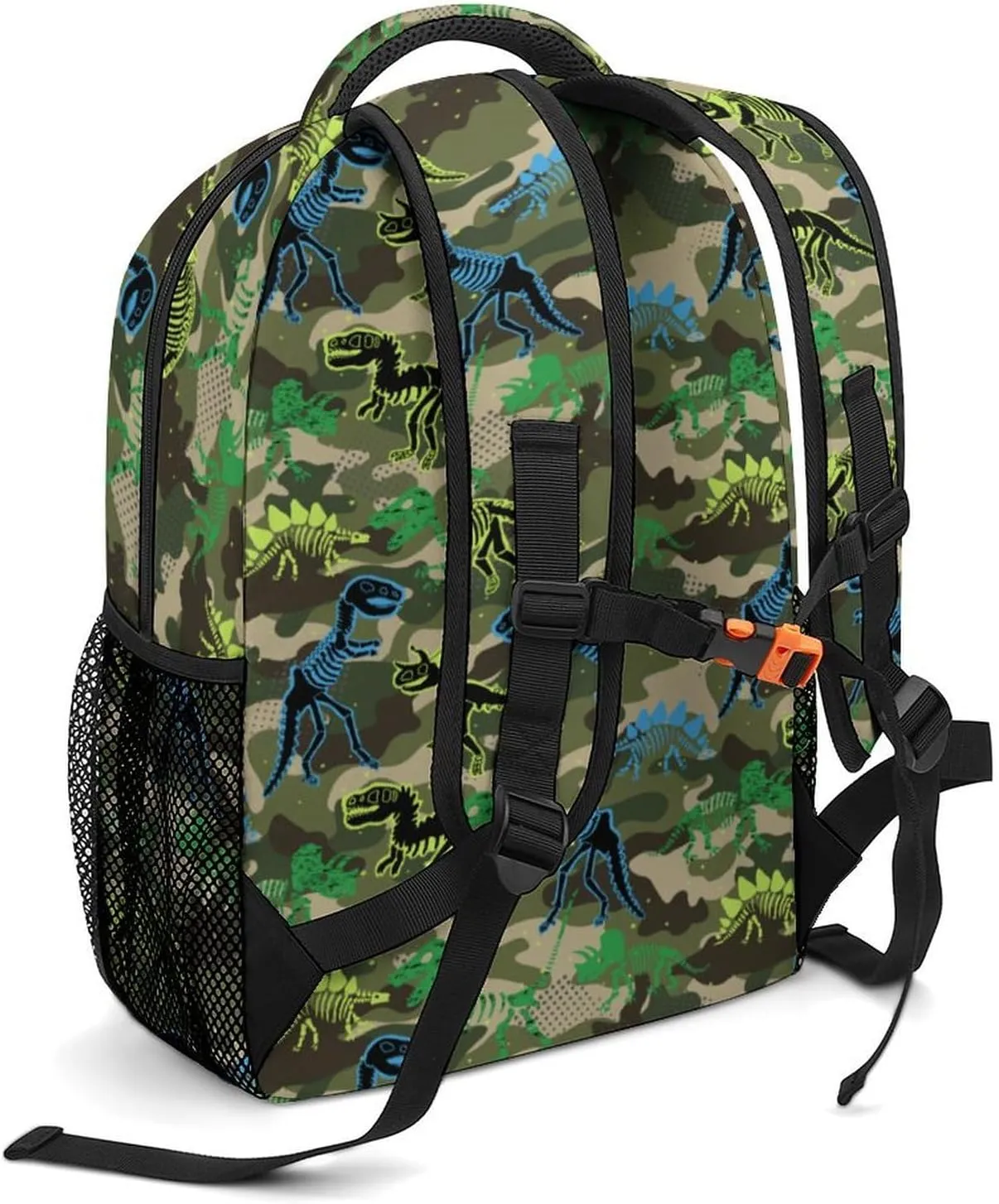 Custom Camouflage Dinosaur Skeleton Backpack for Kids Boys Girls Personalized Name School Bag with Lunch Bag Kids Water Bottle Customize 3Pcs Backpack Set