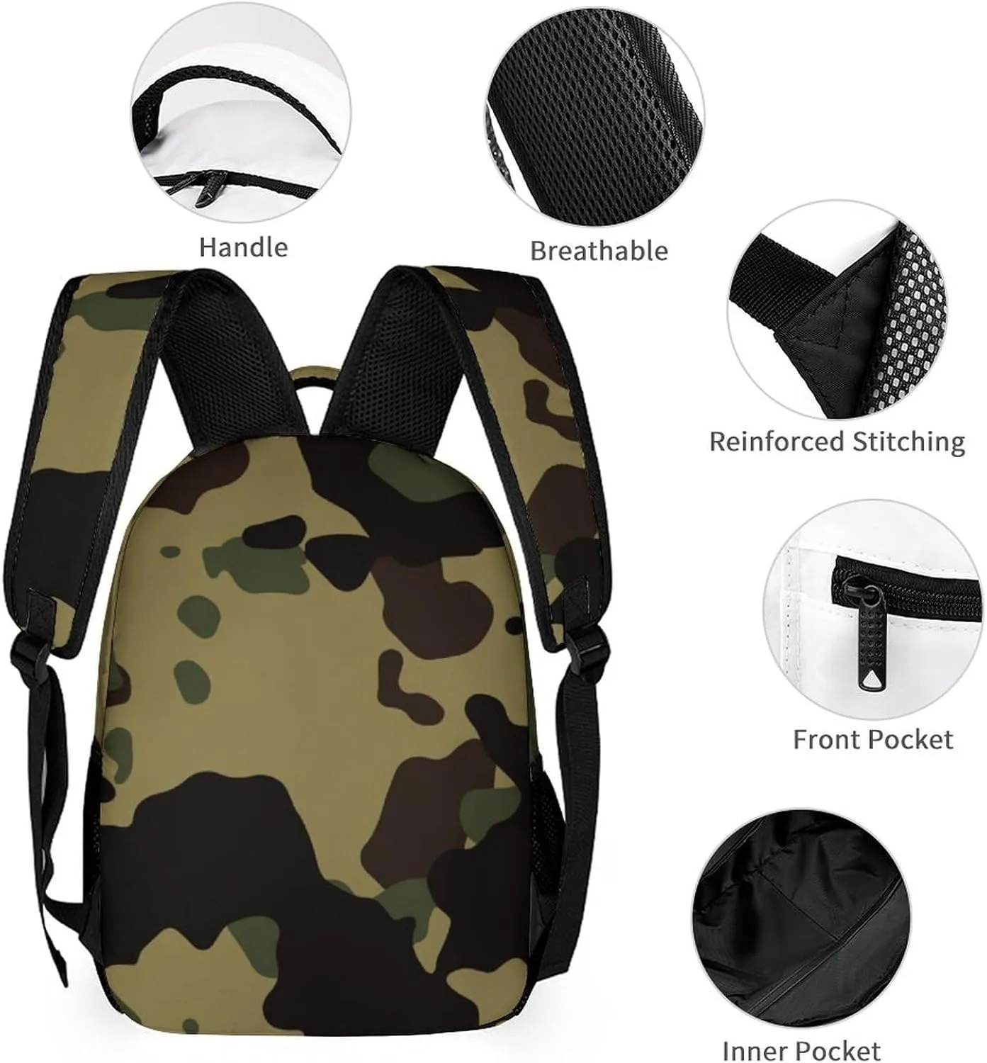 Custom Camouflage Dinosaur T-rex Backpack Set 4 in 1 Personalized Add Your Name School Bag with Lunch Bag Pencil Case Water Bottle Customized Backpack for Kids Girls Boys
