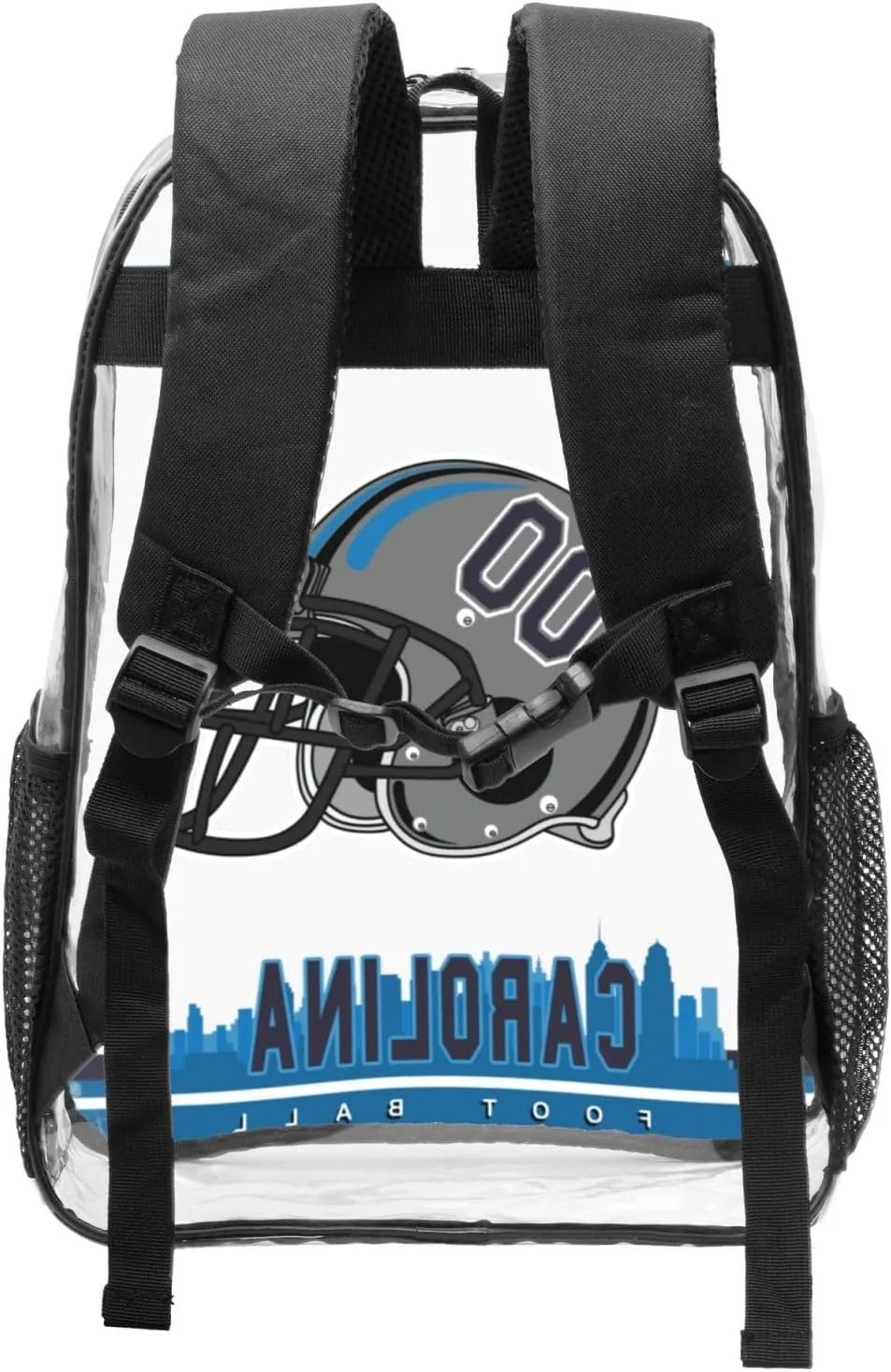 Custom Carolina Backpack Personalized Clear Backpack With Name And Number，Large Capacity Transparent Laptop Bag Football Style Casual Daypack Gifts For Men Women Fans