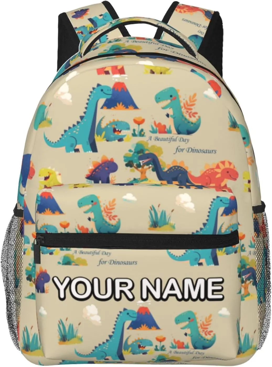 Custom Cute Dinosaur Backpack,Personalized Cartoon Daypacks With Name/Text,Customized Laptop Backpack For Women Men,Large Capacity Casual Travel Computer Bag For Work Camping