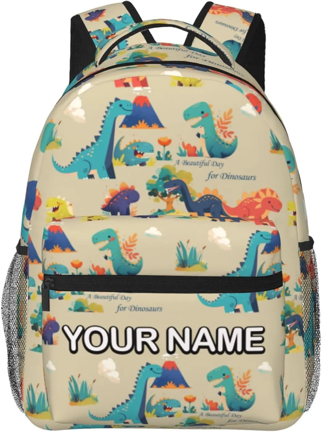 Custom Cute Dinosaur Backpack,Personalized Cartoon Daypacks With Name/Text,Customized Laptop Backpack For Women Men,Large Capacity Casual Travel Computer Bag For Work Camping