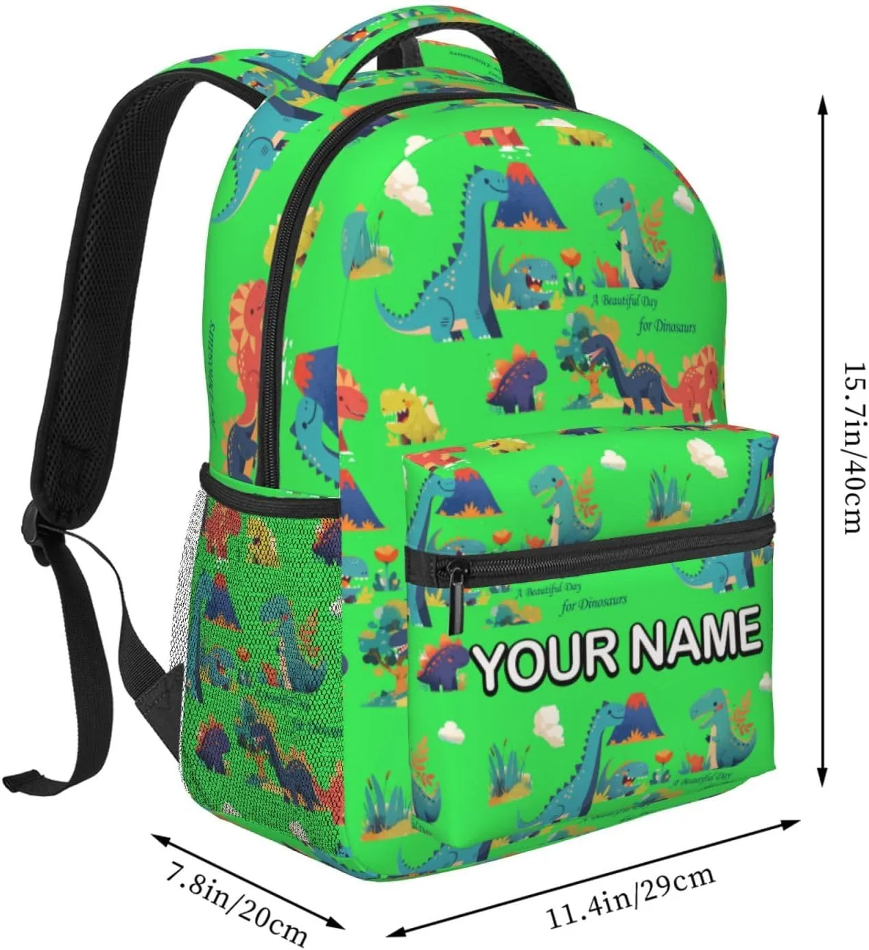Custom Cute Dinosaur Backpack,Personalized Cartoon Daypacks With Name/Text,Customized Laptop Backpack For Women Men,Large Capacity Casual Travel Knapsack For Work Travel Camping