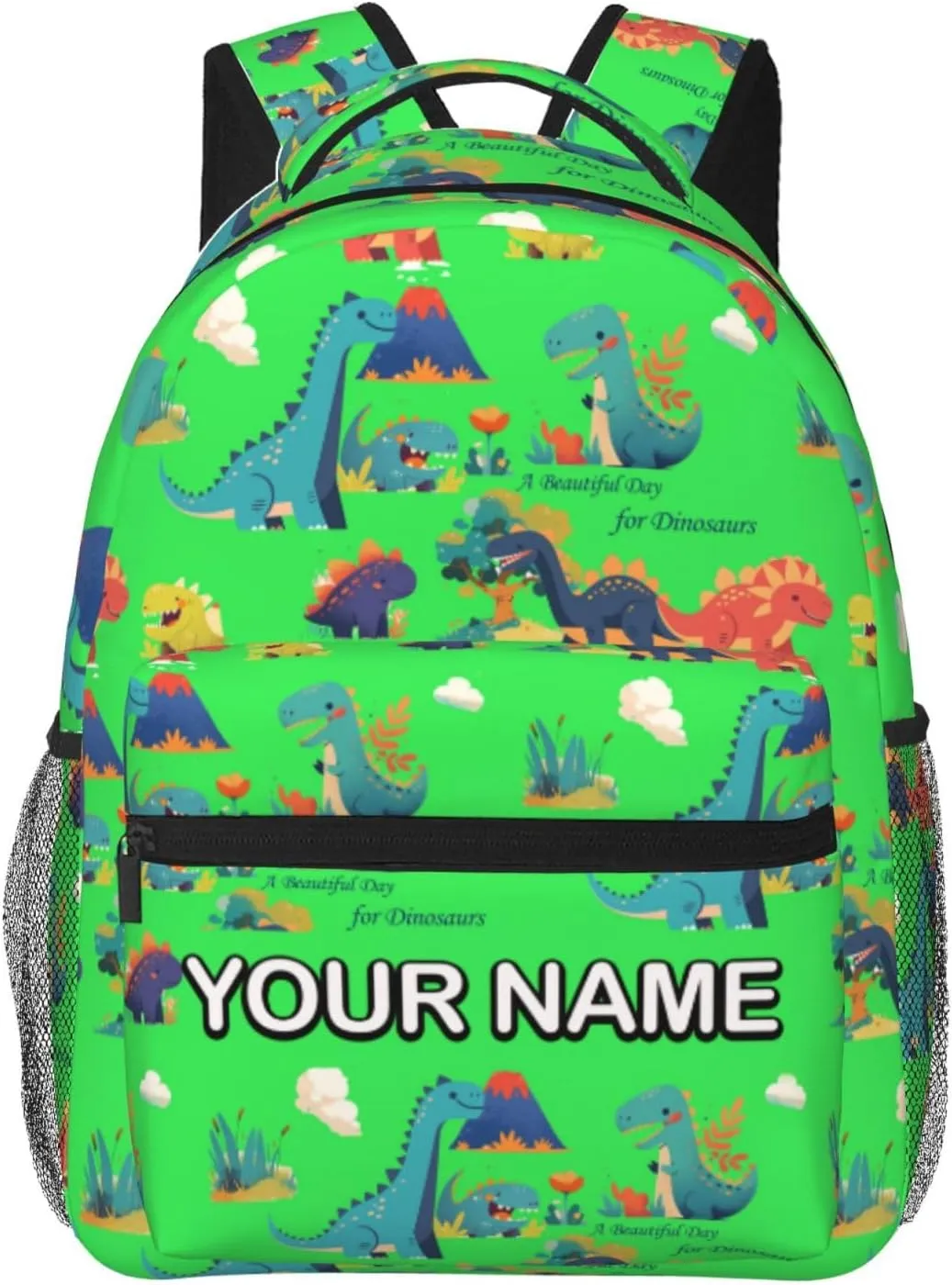Custom Cute Dinosaur Backpack,Personalized Cartoon Daypacks With Name/Text,Customized Laptop Backpack For Women Men,Large Capacity Casual Travel Knapsack For Work Travel Camping