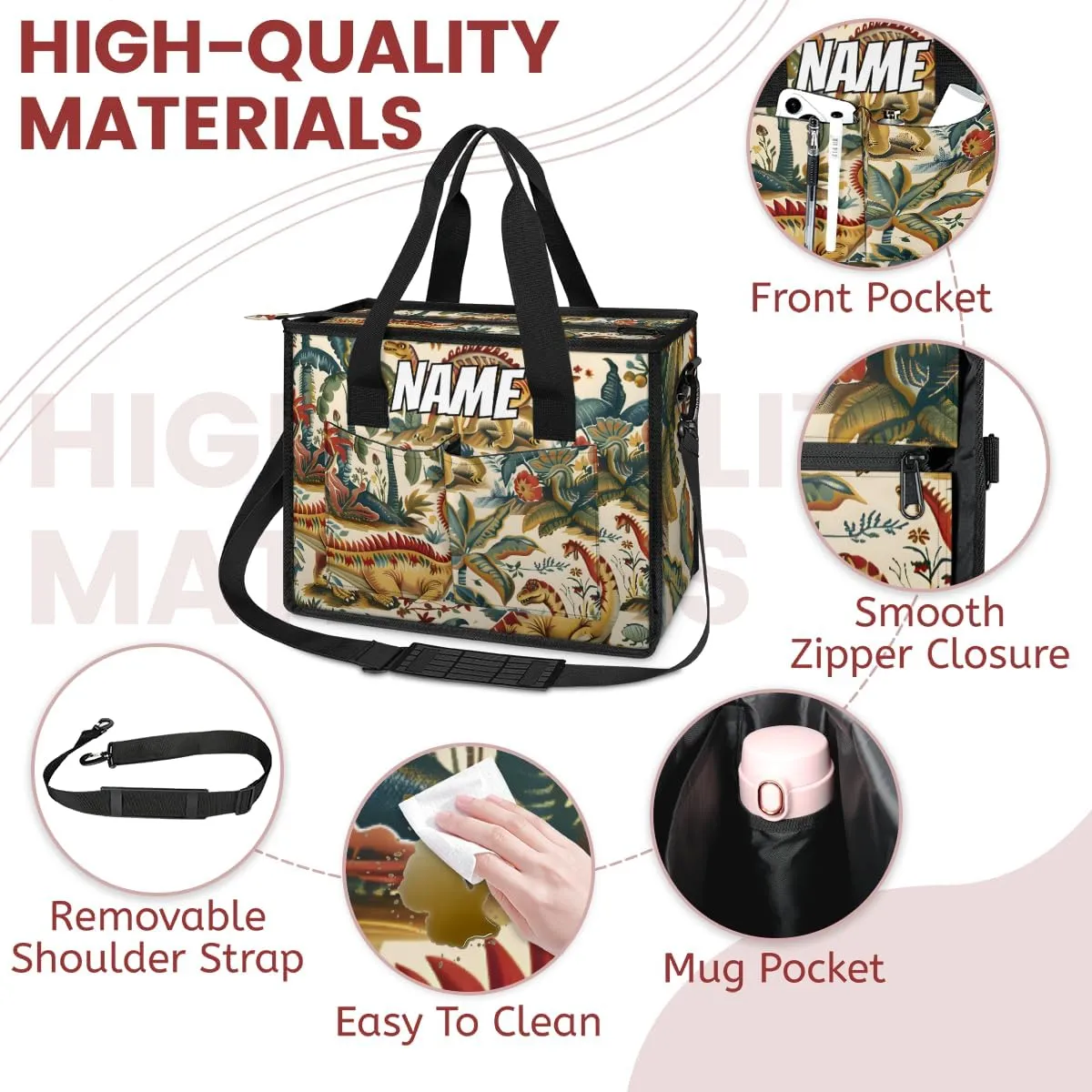 Custom Cute Dinosaurs Travel Duffle Bags for Women Weekender Overnight Jungle Cartoon Carry on Tote for Airplanes Business Hospital Gym with Toiletry Bag 3Pcs Set