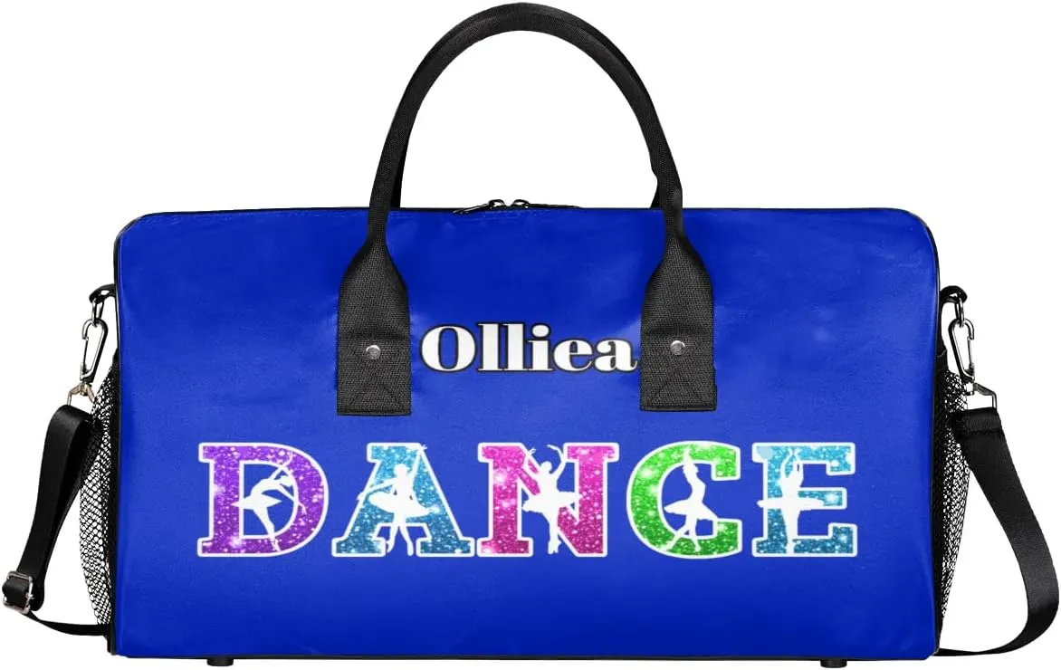 Custom Dance Bag Gym Bag Personalized Sport Duffel Bag Travel Weekender Bags Gymnastics Duffel Bag Blue