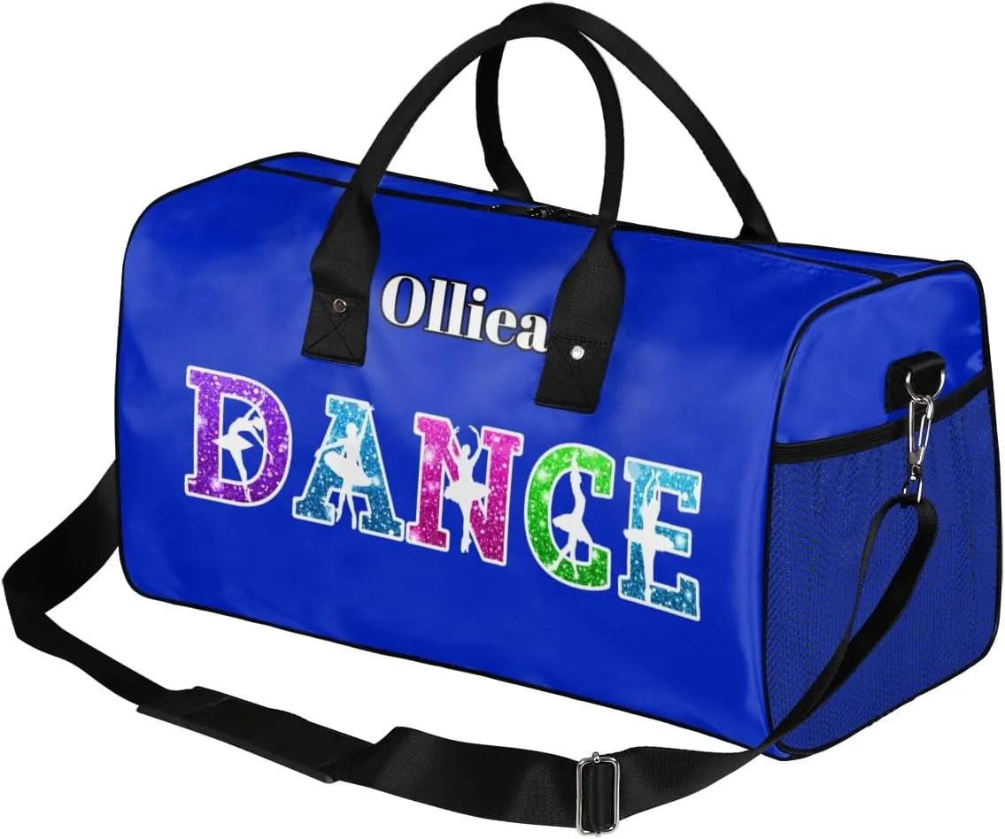 Custom Dance Bag Gym Bag Personalized Sport Duffel Bag Travel Weekender Bags Gymnastics Duffel Bag Blue