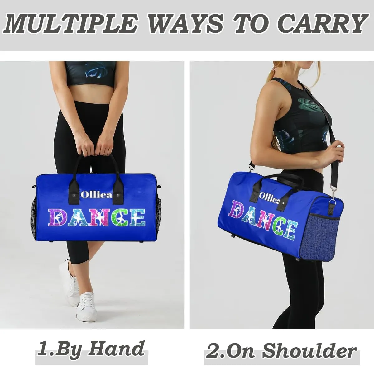 Custom Dance Bag Gym Bag Personalized Sport Duffel Bag Travel Weekender Bags Gymnastics Duffel Bag Blue