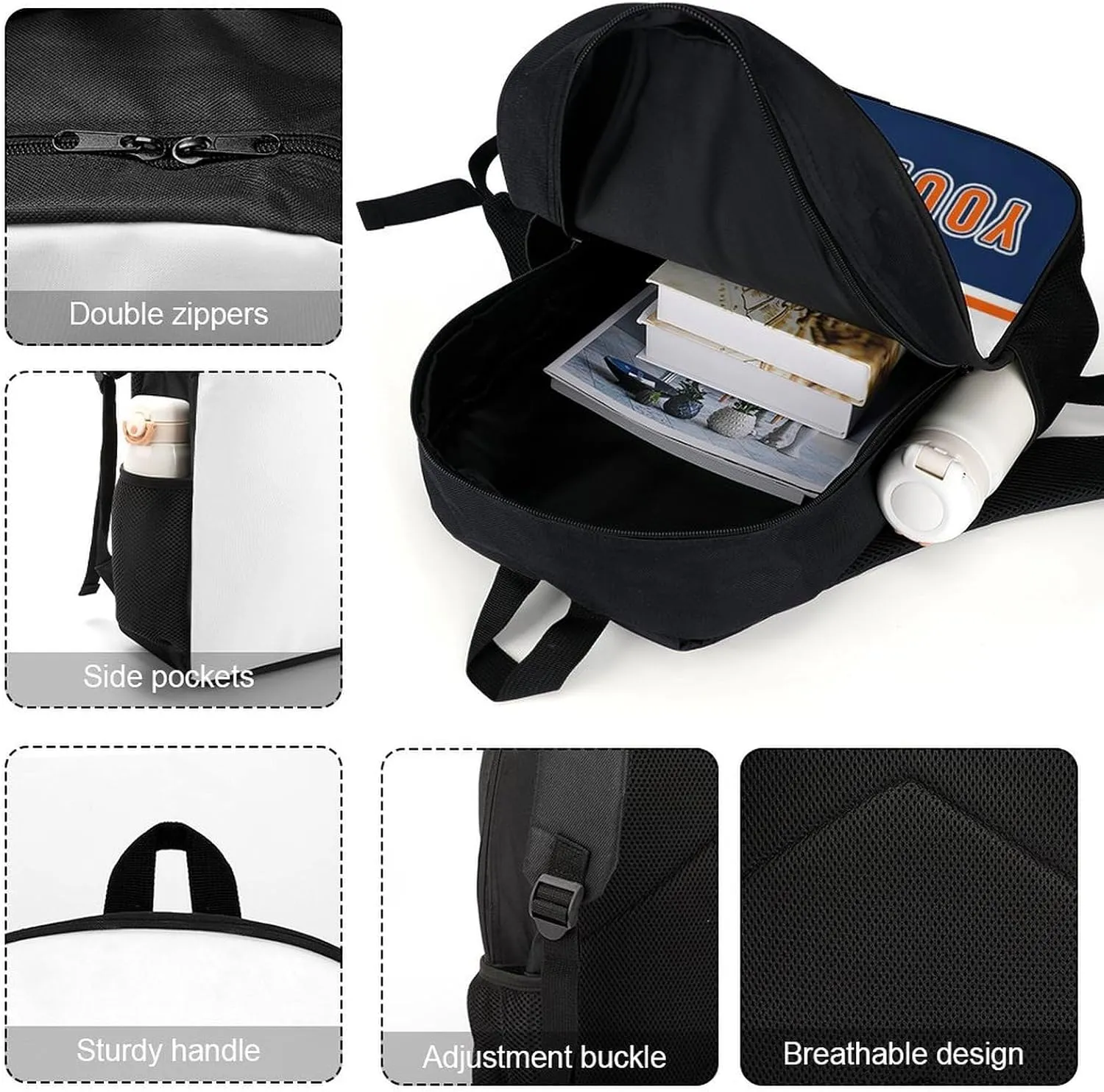 Custom Detroit Backpack Gift for Men Women Boy, Personalized Name Number Shoulder Bag for School Travel Daypack