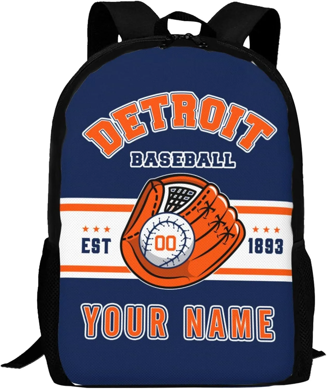 Custom Detroit Backpack Gift for Men Women Boy, Personalized Name Number Shoulder Bag for School Travel Daypack