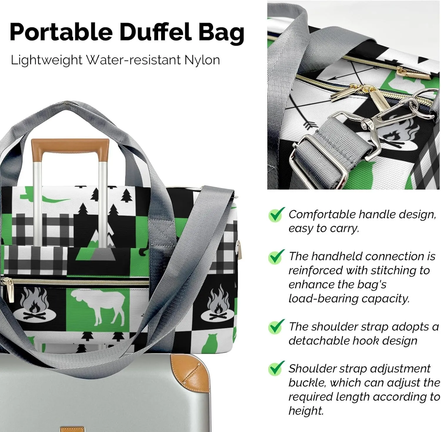 Custom Duffel Bag Wild Animal Owl Plaid Compact and Convenient: Fitness Bags for the Modern Traveler