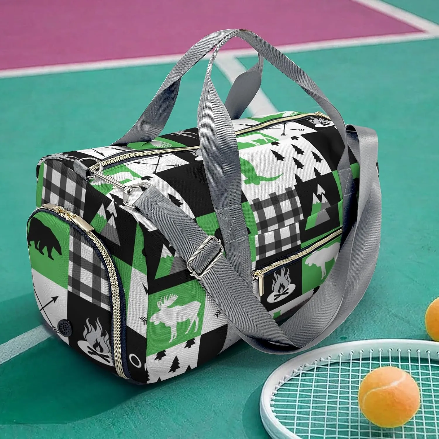 Custom Duffel Bag Wild Animal Owl Plaid Compact and Convenient: Fitness Bags for the Modern Traveler