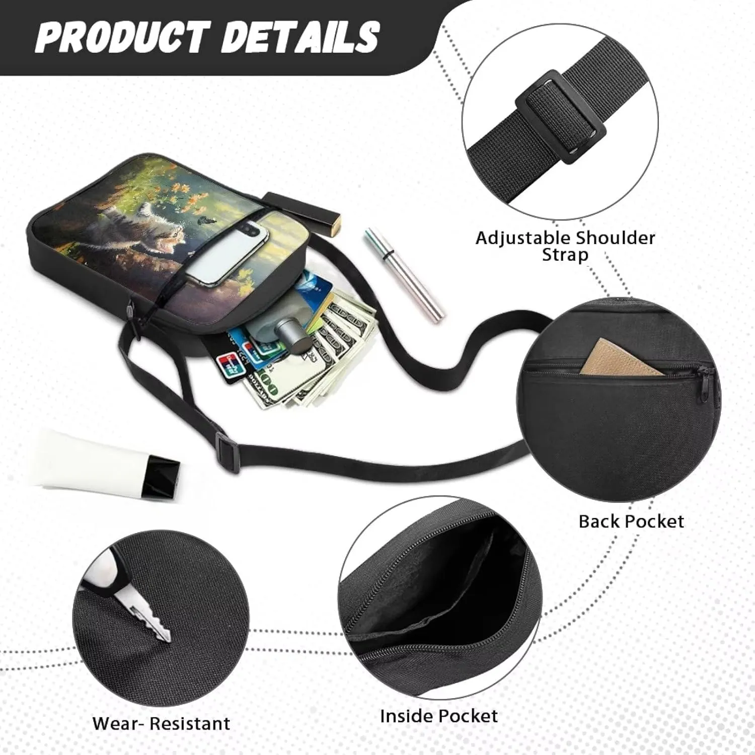 Custom Messenger Bag for Women Crossbody Bag for Men Shoulder Phone Bag Shoulder Handbag
