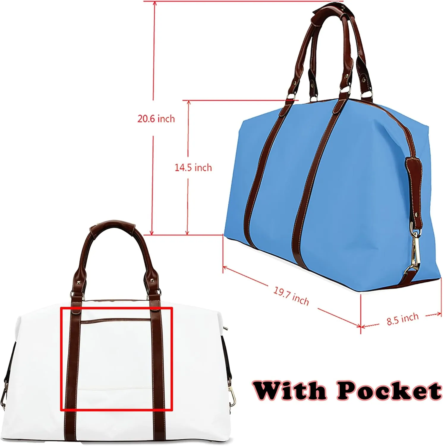 Custom Name Duffel Weekender Overnight Travel Tote Bags with Pocket Personalized Cat Gym Bag for Women