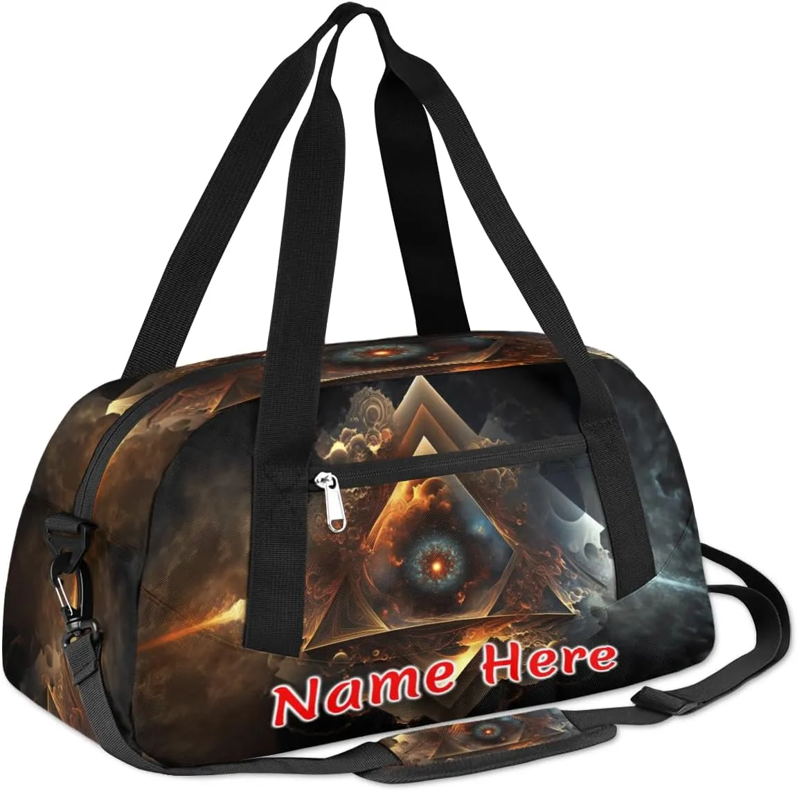 Custom Name Small Kids Overnighter Duffle Bag for Boys Girls Galaxy Mystery Sun Personalized Lightweight Gym Sports Duffle Bag Travel Weekender Tote Carry on Bag Customized Kids Gifts