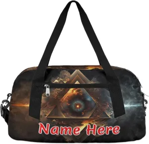 Custom Name Small Kids Overnighter Duffle Bag for Boys Girls Galaxy Mystery Sun Personalized Lightweight Gym Sports Duffle Bag Travel Weekender Tote Carry on Bag Customized Kids Gifts