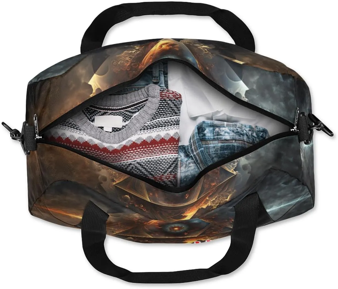 Custom Name Small Kids Overnighter Duffle Bag for Boys Girls Galaxy Mystery Sun Personalized Lightweight Gym Sports Duffle Bag Travel Weekender Tote Carry on Bag Customized Kids Gifts
